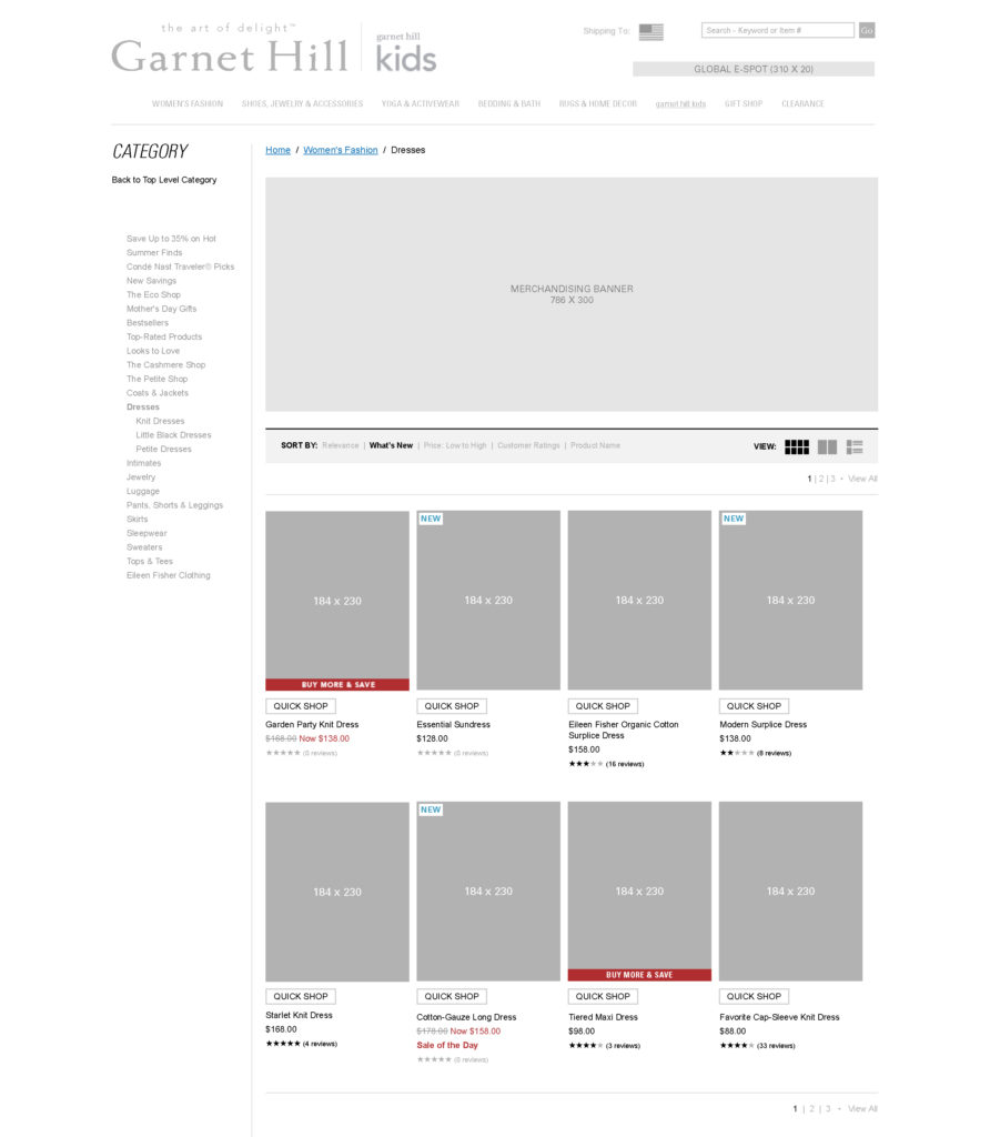 Quick Shop Placement Grid View