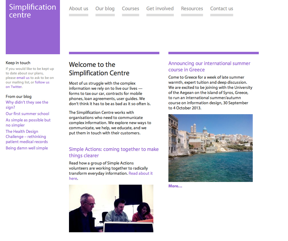 Simplification Centre Homepage