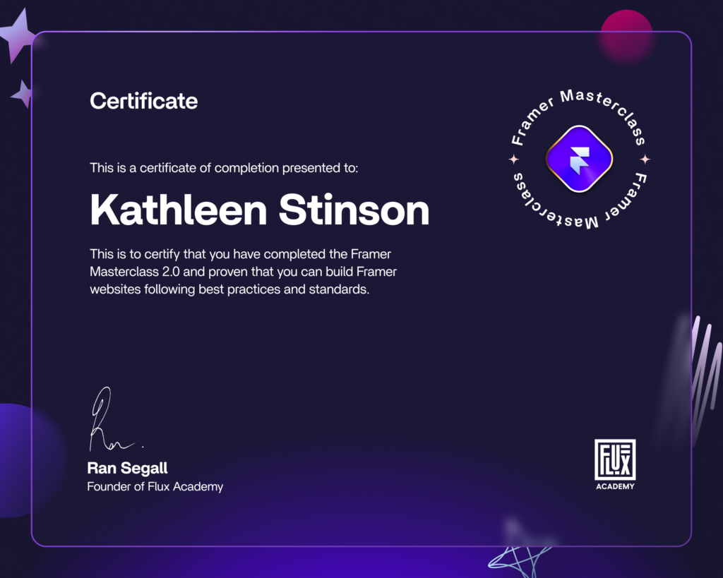 Framer Masterclass Certificate